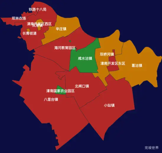 echarts天津市津南区地图渲染效果实例